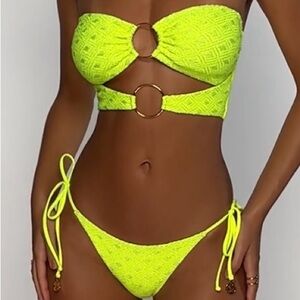 Luli Fama Neon Bandeau and skimpy bottom
